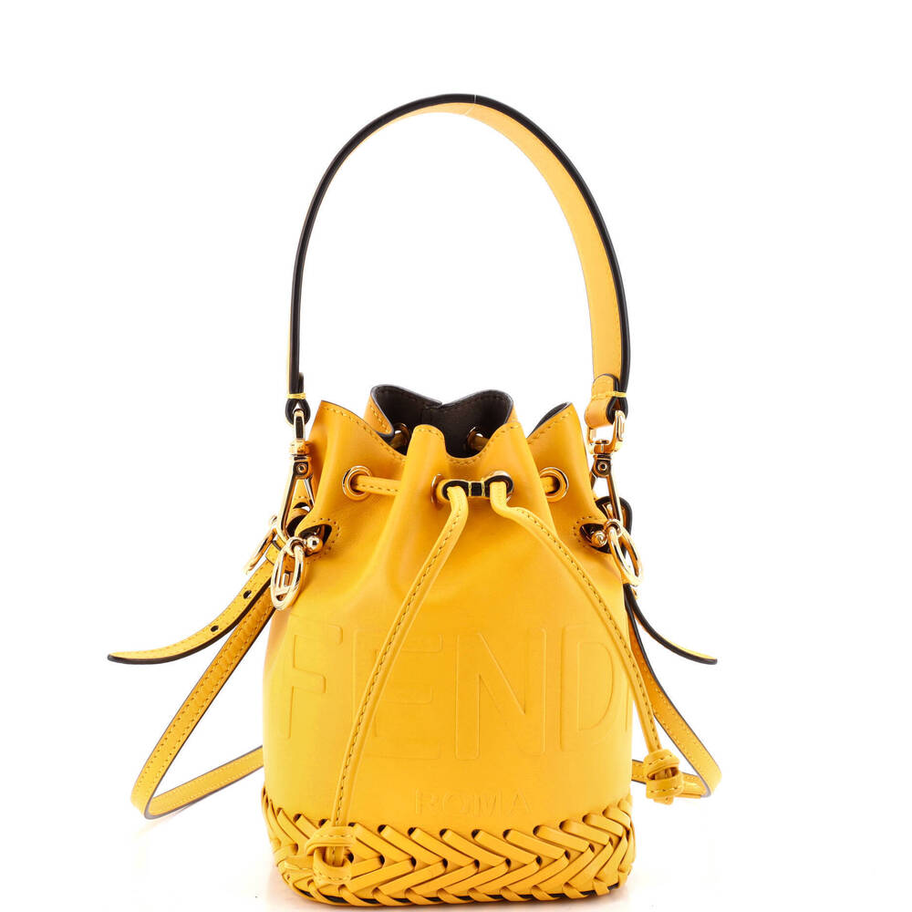 Fendi Mini Mon Tresor Bucket Bag Leather with Whipstitch Detail